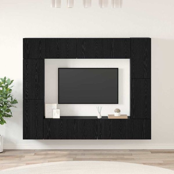 Комплект ТВ шкаф 8 pcs Черния дъб Инженерно дърво