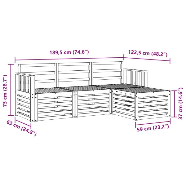 Комплект дивани за открито 4 pcs Бяло 189,5 x 122,5 x 73 см