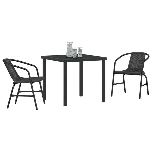 Комплект за хранене в градината 3 pcs Черно
