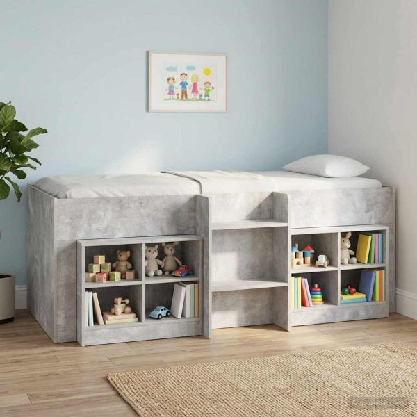 Легло за деца с висока рамка 2 pcs Бетон 193 x 96,1 x 68,5 см