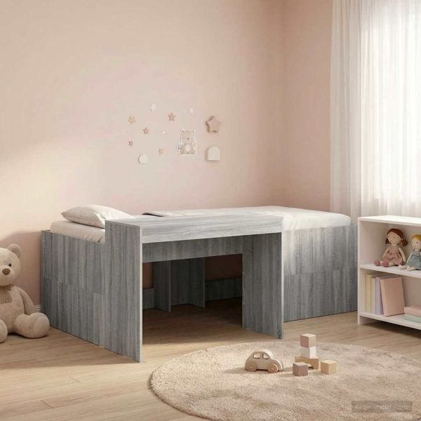 Детско легло с височина и бюро Сив Сонома 98.5 x 200 см