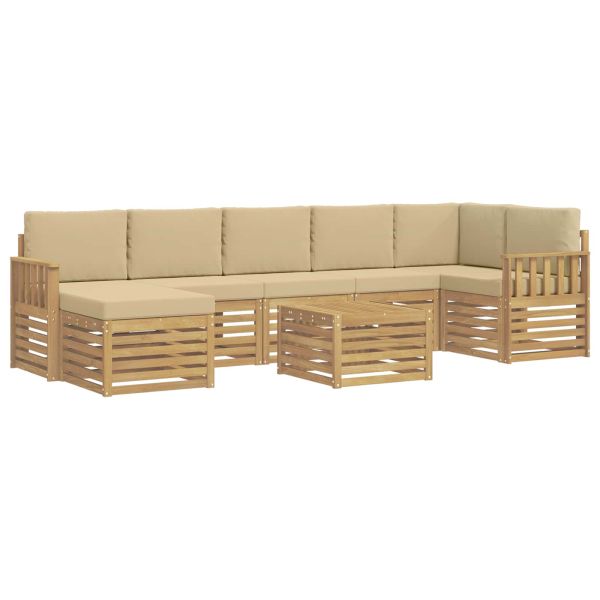 Комплект дивани за открито 7 pcs Бял и Бежов 59 x 59 x 37 см