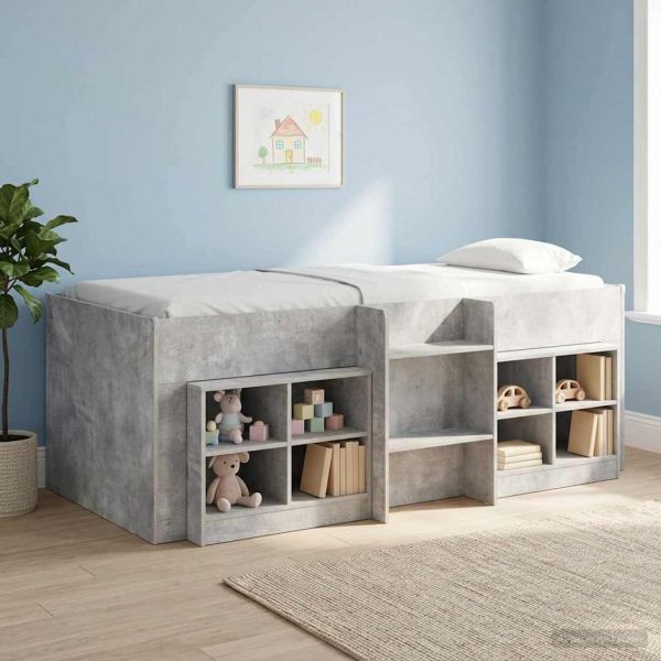 Шкаф за легло с рафт 2 pcs Бетонно сиво 66 x 33 x 48 см