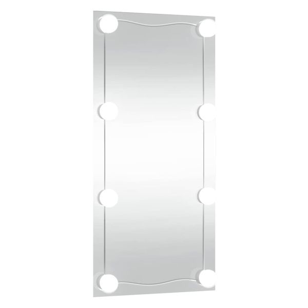 Стенно огледало с LED лампи 30x60 см стъкло правоъгълно