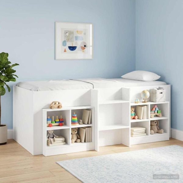 Легло за деца с висока рамка 2 pcs Бяло 193 x 96,1 x 68,5 см