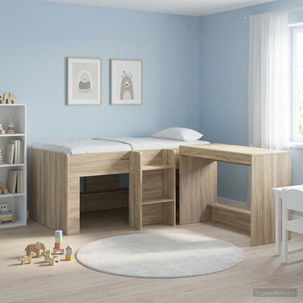 Легло за деца с висока рамка 2 pcs Сонома 163 x 101,1 x 68,5 см