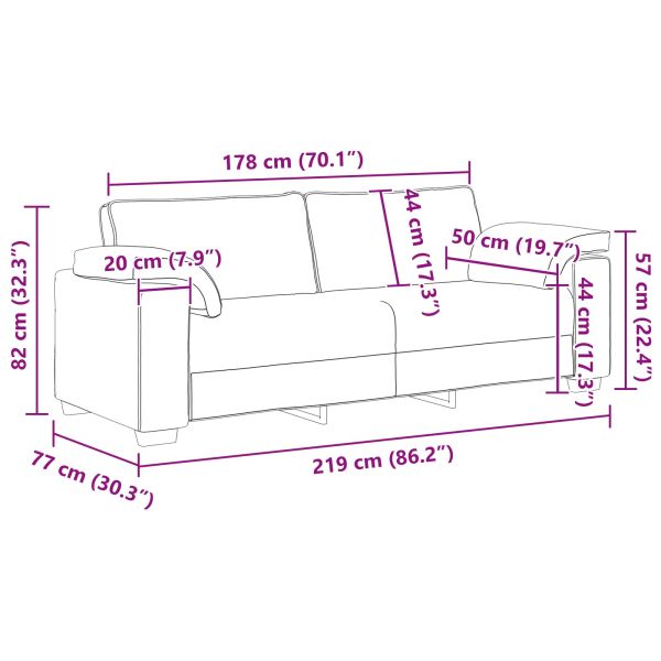 Диван 2 pcs Кафяво 219 x 80 x 82 см текстил