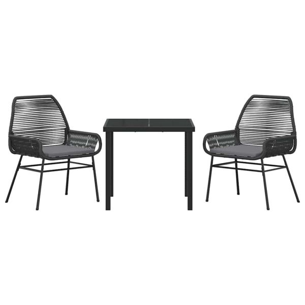 Комплект за хранене в градината 3 pcs Черно полиратан