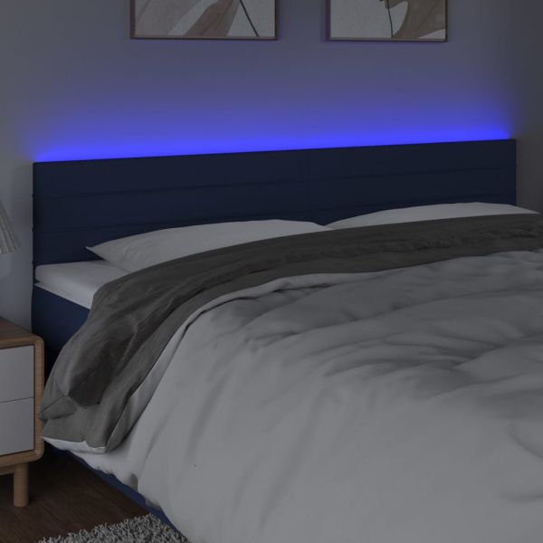LED горна табла за легло, синя, 180x5x78/88 см, плат