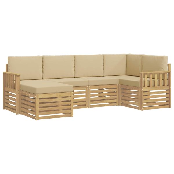 Комплект дивани за открито 6 pcs Бяло и Бежово