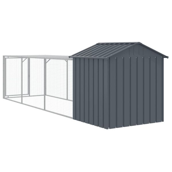Клетка за пилета с волиера, антрацит, 117x405x123 см, стомана