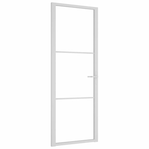 Интериорна врата 76x201,5 см бяла ESG стъкло и алуминий