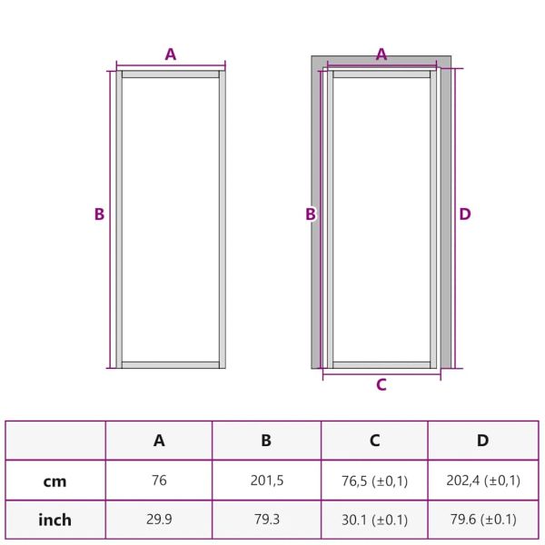Интериорна врата 76x201,5 см бяла ESG стъкло и алуминий