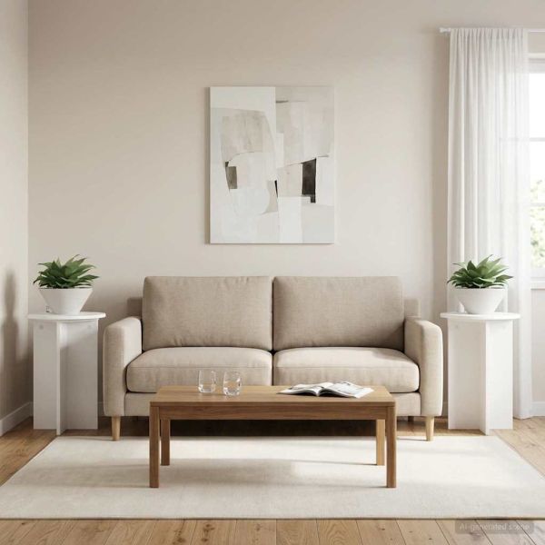 Стойка за растения 2 pcs Бяло Ø40 x 60 см Инженерна дървесина