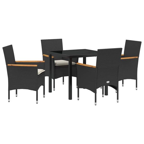 Комплект за хранене в градината 5 pcs Черно полиратан