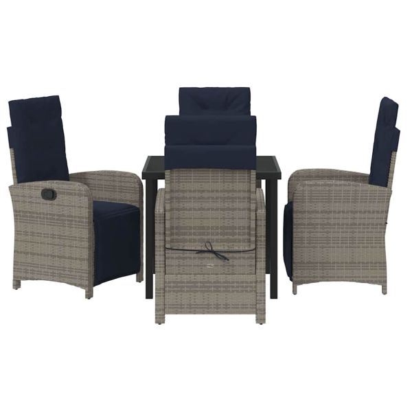 Комплект за хранене в градината 5 pcs Сив полиратан