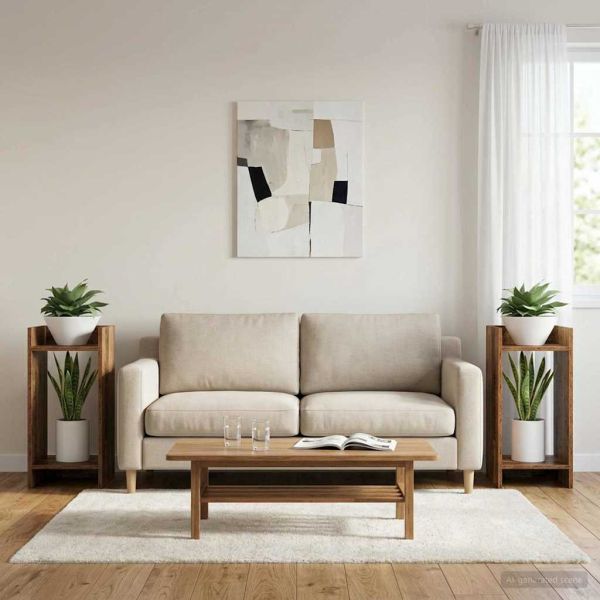Стойка за растения с рафт 2 pcs Старо дърво 30 x 30 x 60 cm