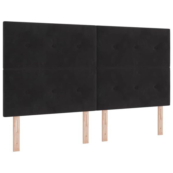 Легло с пружинирана основа с матрак Черно 180 x 200 cm Кадифе