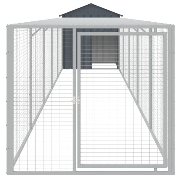 Клетка за пилета с волиера, антрацит, 117x609x123 см, стомана