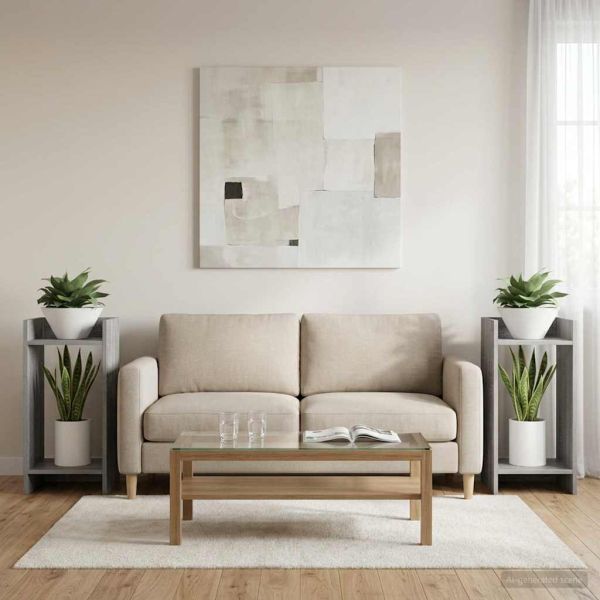 Стойка за растения с рафт 2 pcs Сиво Сонома 30 x 30 x 60 cm