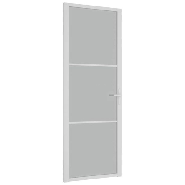 Интериорна врата 76x201,5 см бял мат ESG стъкло и алуминий