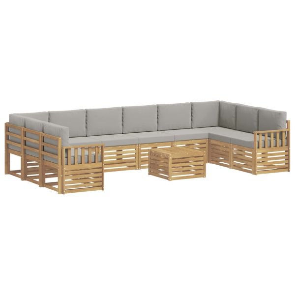 Комплект дивани за открито 8 pcs Бяло и светлосиво