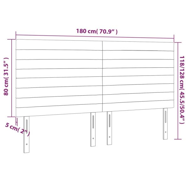LED горна табла за легло, синя, 180x5x118/128 см, плат