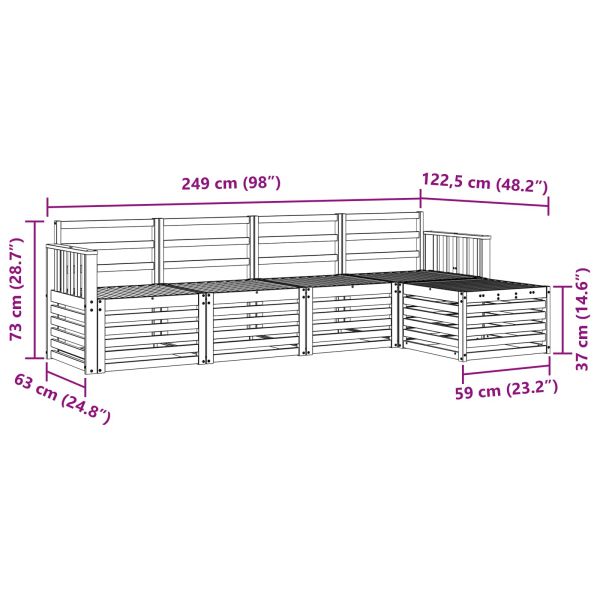 Комплект дивани за открито 5 pcs Бяло 249 x 122,5 x 73 см
