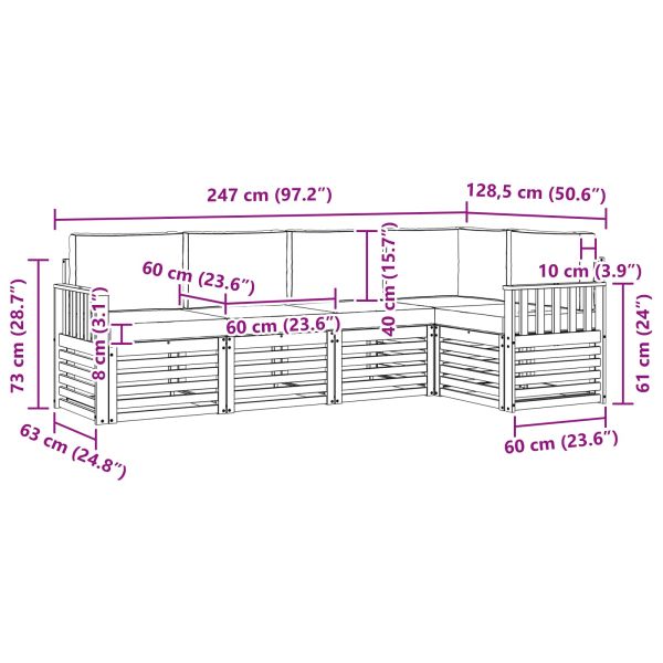 Комплект дивани за открито 5 pcs Бяло и кремаво