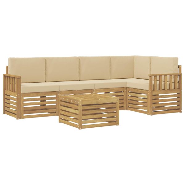 Комплект дивани за открито 6 pcs Бяло и Бежово 59 x 59 x 37 см