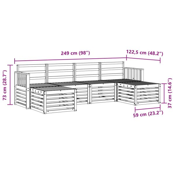 Комплект дивани за открито 5 pcs Бяло 249 x 122,5 x 73 см