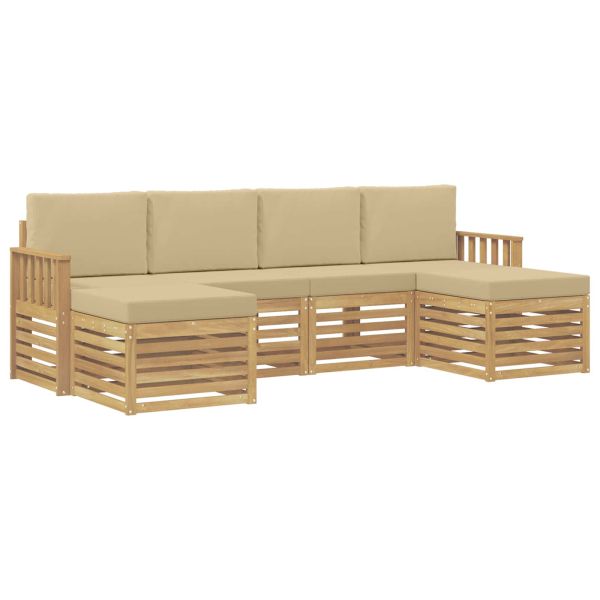 Комплект дивани за открито 5 pcs Бял и Бежов