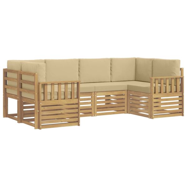 Комплект дивани за открито 5 pcs Бял и Бежов