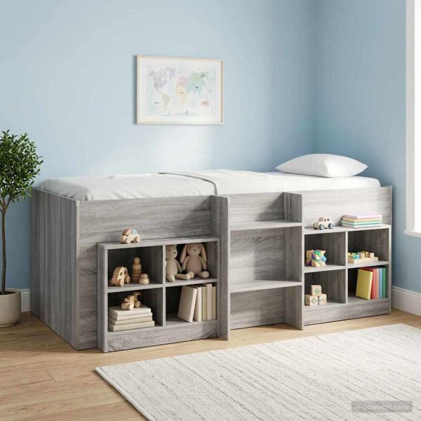 Шкаф за легло с рафт 2 pcs Сив Сонома 66 x 33 x 48 см