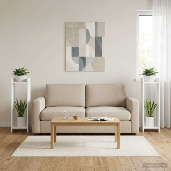 Стойка за растения с рафт 2 pcs Бял 30 x 30 x 100 см