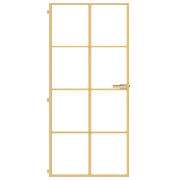 Интериорна врата златиста 93x201,5 см закалено стъкло алуминий