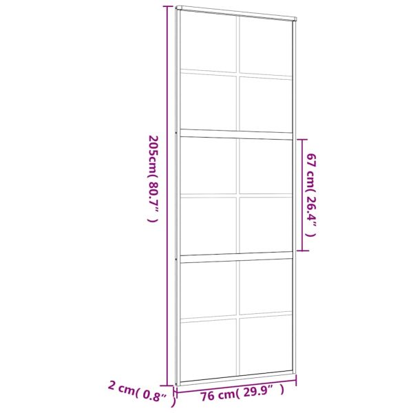 Плъзгаща се врата 76x205 см прозрачно ESG стъкло и алуминий