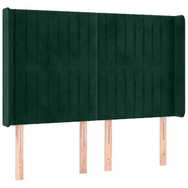 Боксспринг легло с матрак и LED, тъмнозелено, 140x190см, кадифе