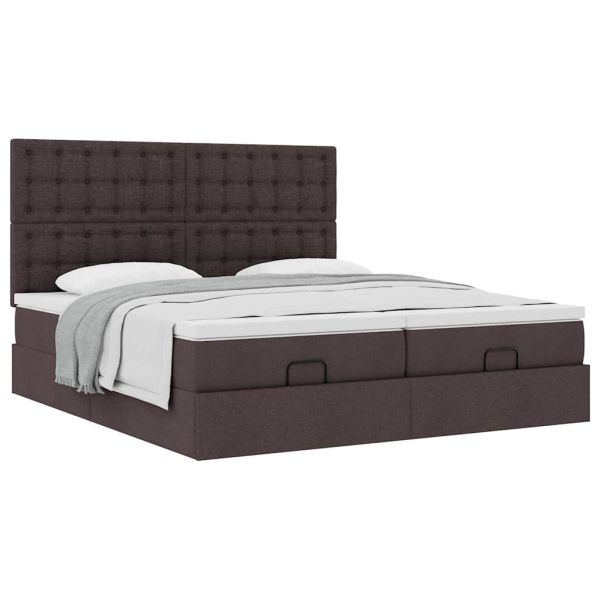 Османска легло с матраци, тъмнокафяво, 160x200 см, плат