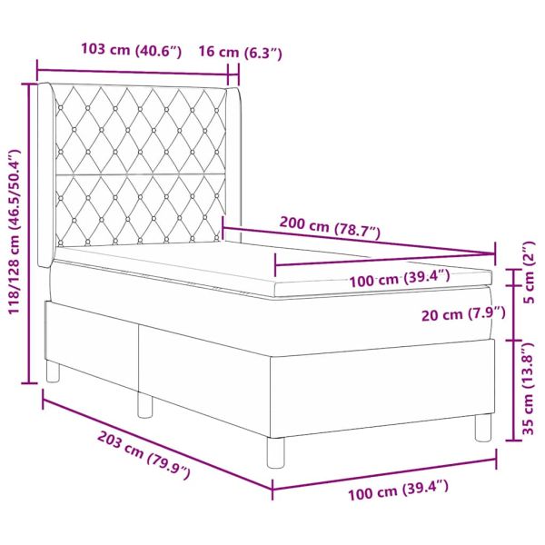 Легло с пружинирана основа Тъмен зелен 100 x 200 cm Кадифе