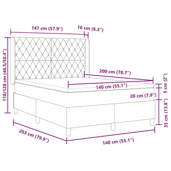 Легло с пружинирана основа Тъмен зелен 140 x 200 cm Кадифе
