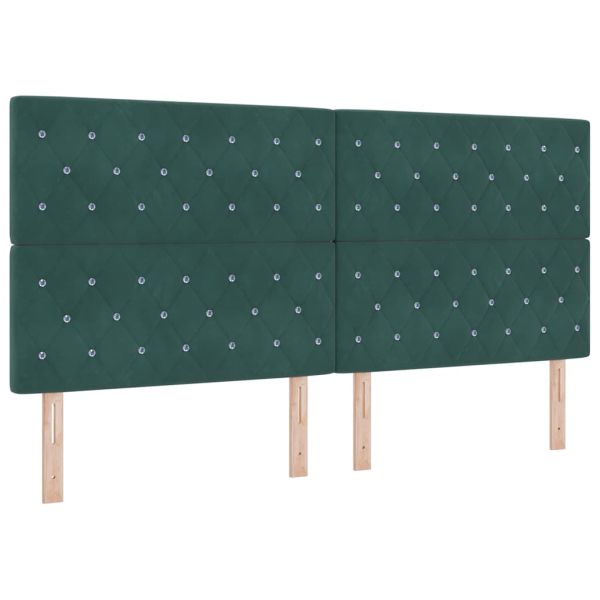 Легло с пружинирана основа Тъмен зелен 200 x 200 cm Кадифе