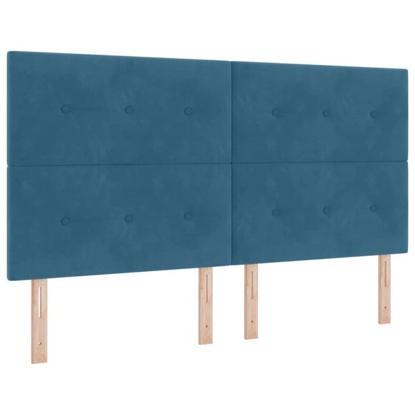 Легло с пружинирана основа Тъмносиньо 200 x 180 cm Кадифе