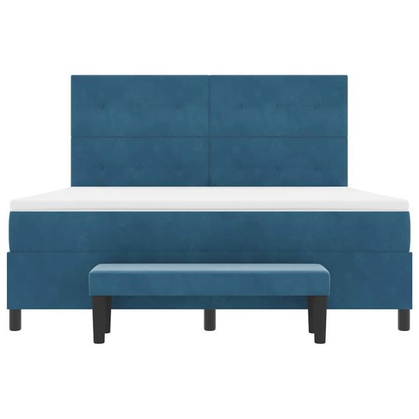 Легло с пружинирана основа Тъмносиньо 200 x 180 cm Кадифе