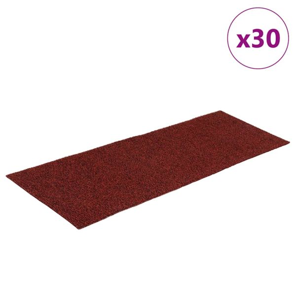 Самозалепващи се постелки за стълби, 30 бр., 60x25 см, бордо червени, правоъгълни