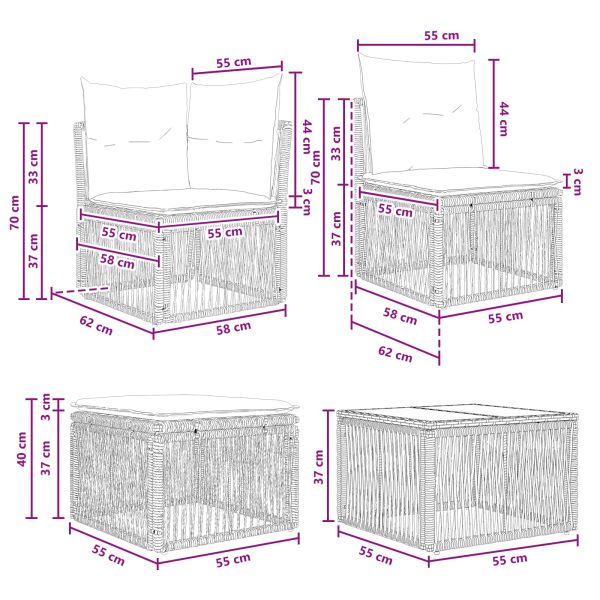 Градински Софа Комплект 5 pcs Бежово полиратан