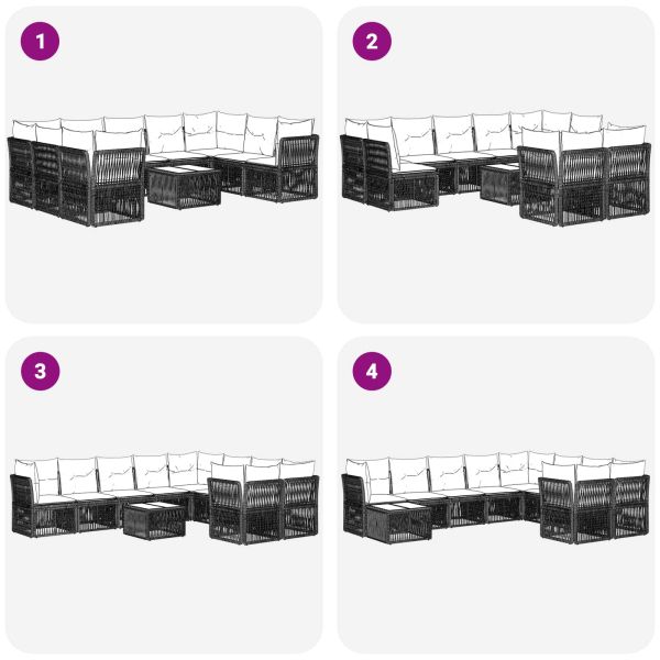 Градински Софа Комплект 10 pcs Бежово полиратан