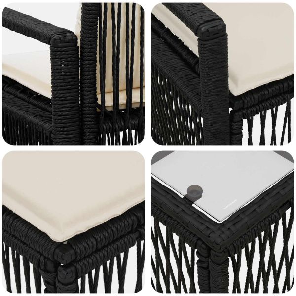 Градински Софа Комплект 6 pcs Черно полиратан