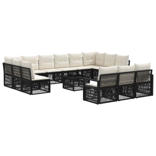 Градински Софа Комплект 14 pcs Черно полиратан