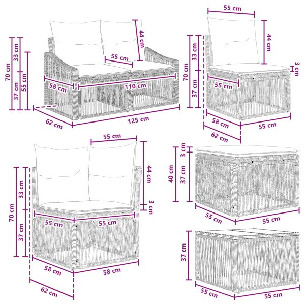 Градински Софа Комплект 8 pcs Бежово полиратан